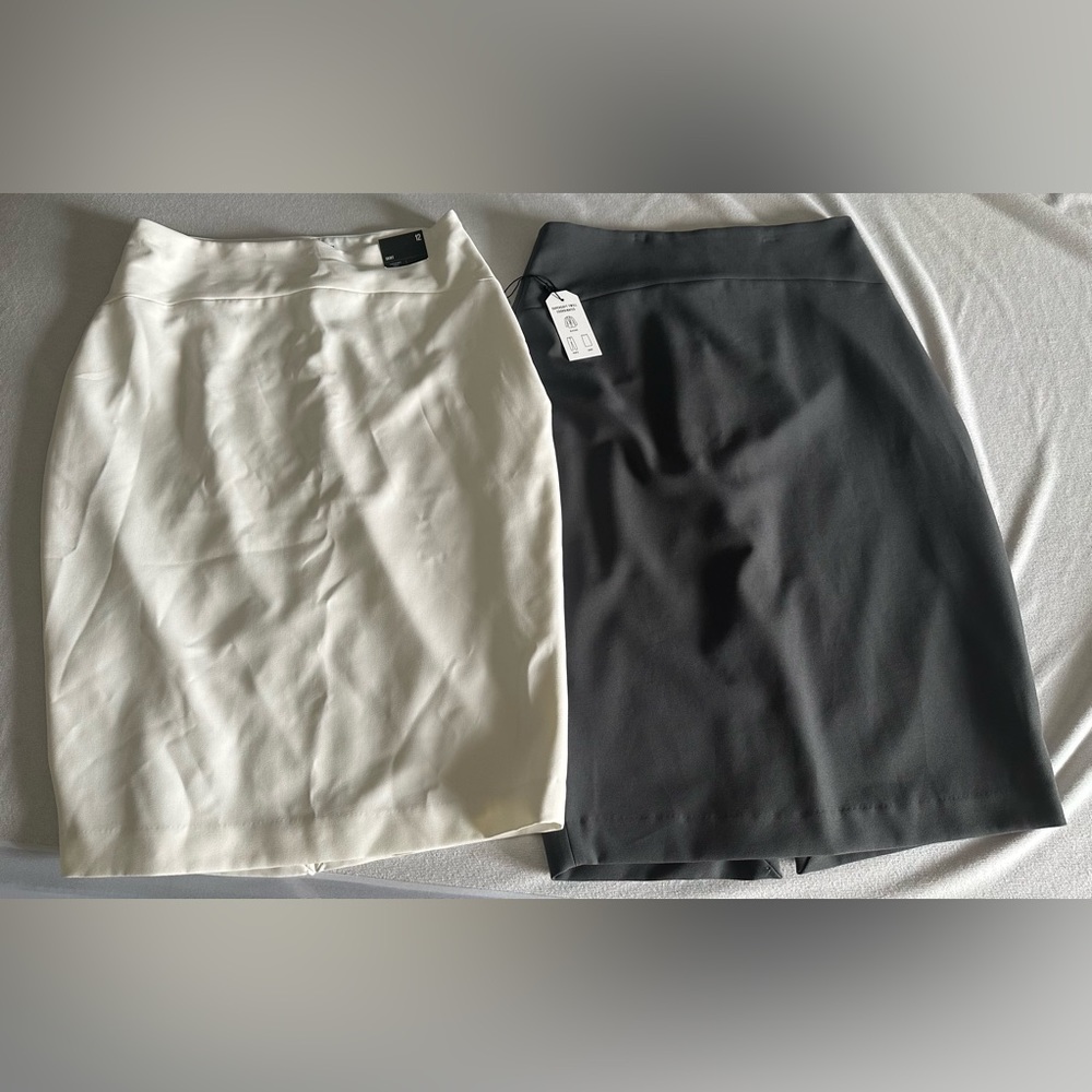 (2) Express side zip pencil skirts Size 12 - Cream & Gray